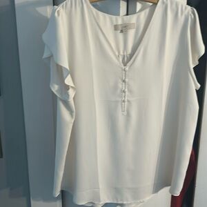 Loft cream color flutter sleeve blouse